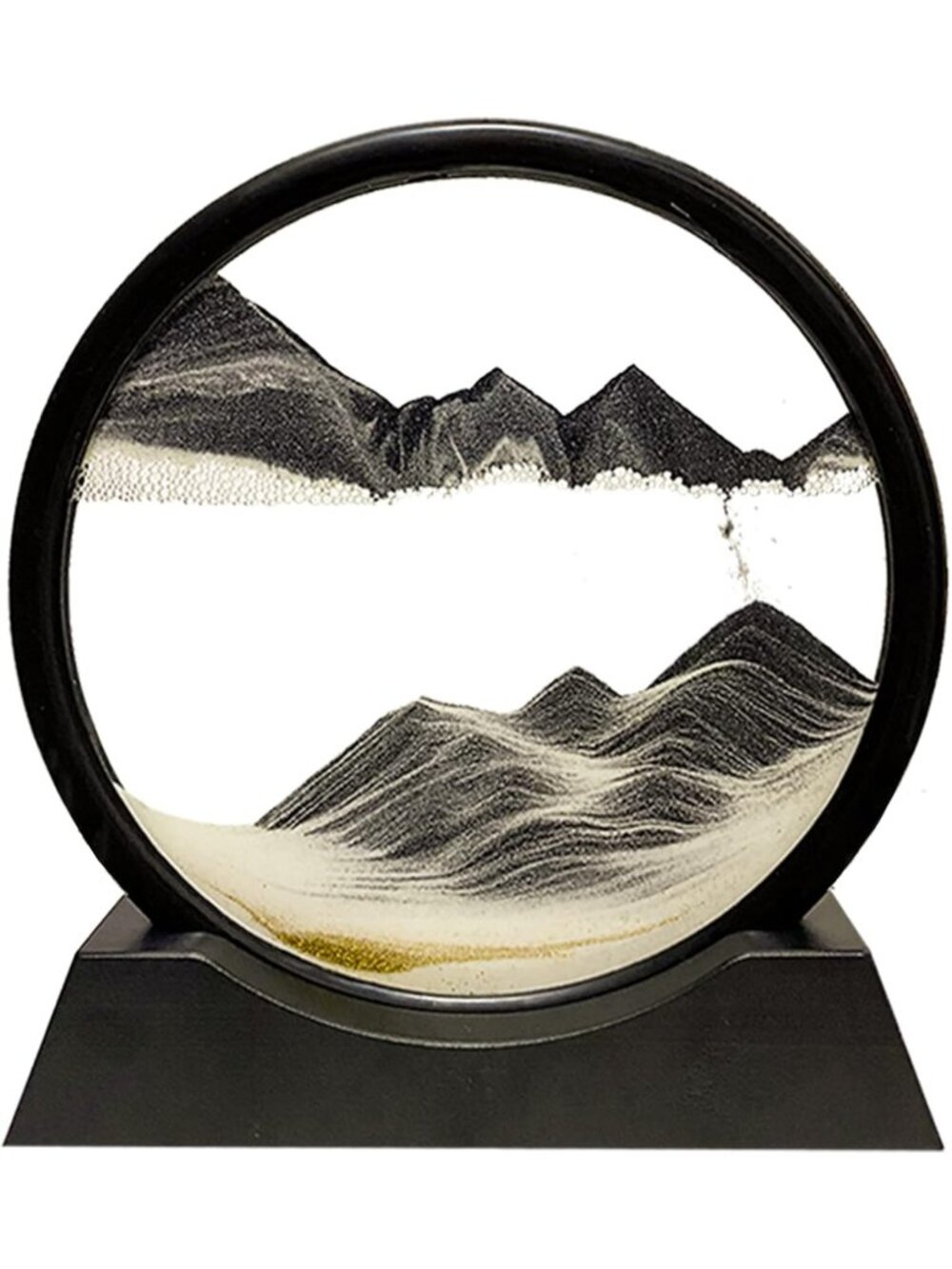 3D Deep Sea Liquid Motion Sand Art Picture - Moving Sand Decor, 7" Black